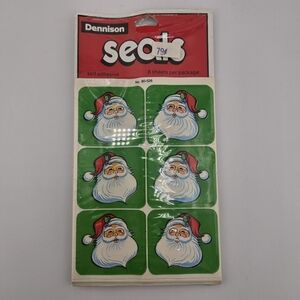 New Vintage Dennison Seals/Stickers Christmas Holiday Santa Claus